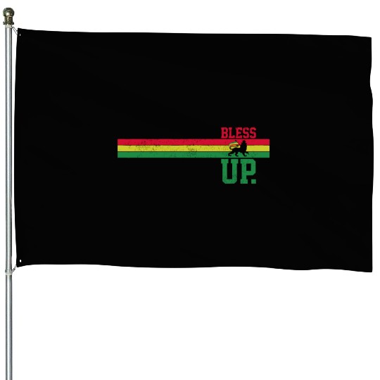 Reggae Music Rastafari Bless Up Lion Of Judah Rast House Flags
