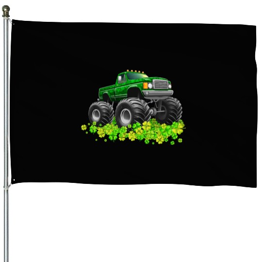 St Patricks Day Toddler Lucky Monster Truck House Flags