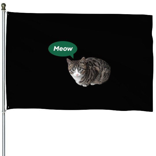 Meow, Cute Cat Design House Flags