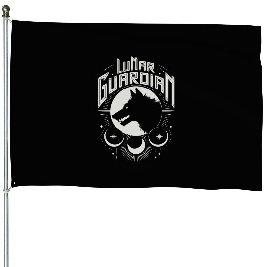 Lunar Guardian Celestial Wolf Moon Phases House Flags