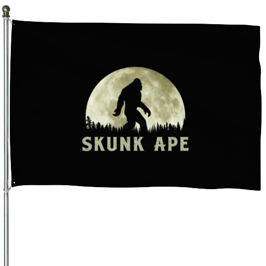 Skunk Ape Bigfoot Moon Silhouette Retro Believe House Flags