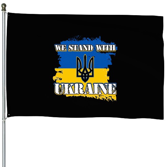 We Stand With Ukraine Support House Flags