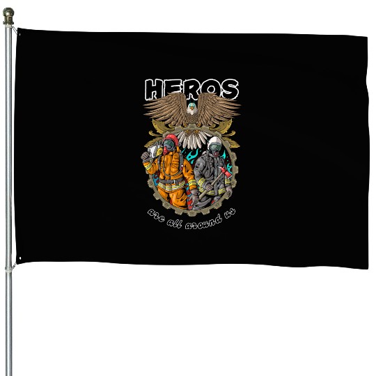 Brave Heroes – Firefighter Tribute Art House Flags