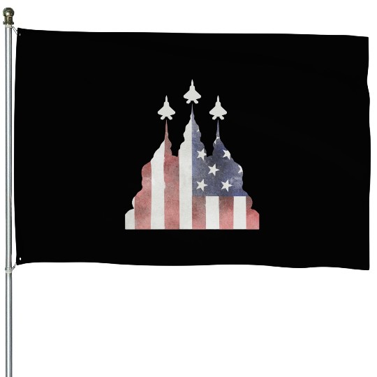 Patriotic Flyby F-22 Raptor House Flags