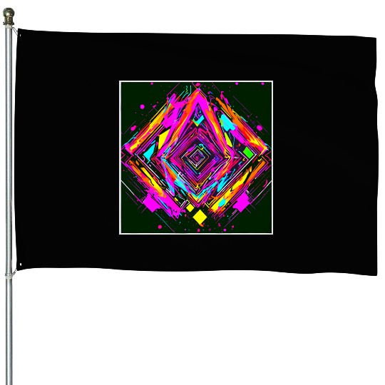 Neon Colors Vintage Party Rave House Flags
