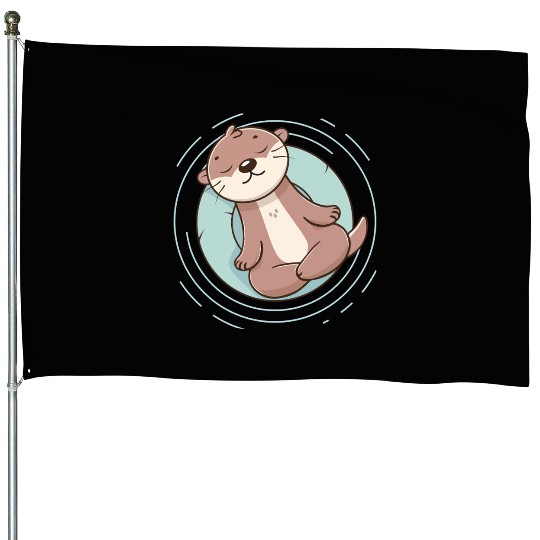 Otter enjoying a relaxing meditation House Flags