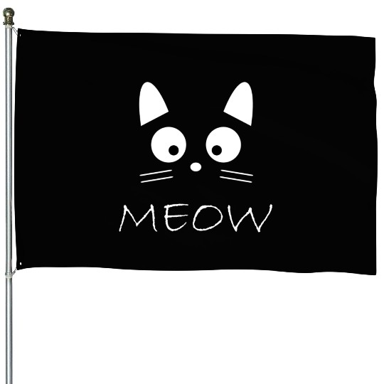 MEAW FACE CAT House Flags