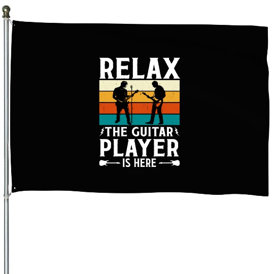 Relax The Guitar Player Is Here - Retro Design House Flags