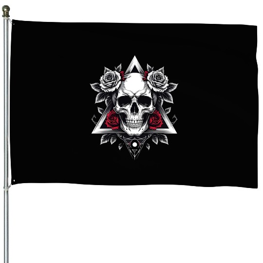 Gothic Skull & Roses Aesthetic House Flags