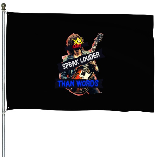 Axes Speak Louder Than Words Guitar Player House Flags