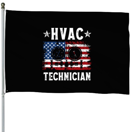 HVAC Technician Patriotic US American Flag House Flags