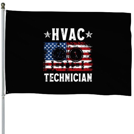 HVAC Technician Patriotic US American Flag House Flags