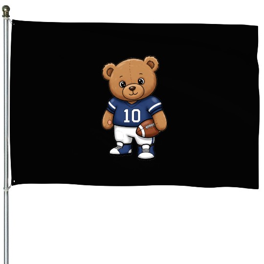 Teddy bear football player House Flags
