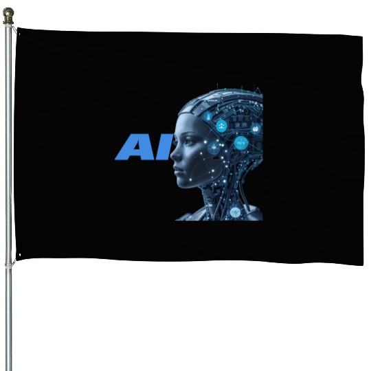 Futuristic AI Cybernetic Human Design House Flags