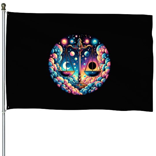 Libra - Celestial Scales of Balance House Flags