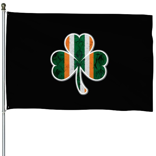 Vintage Irish Flag Shamrock House Flags