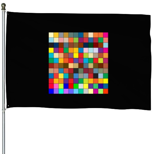 "Vibrant Multi-Color Square Box Design House Flags"