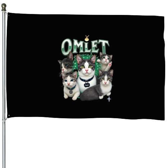 Vintage 90s Aesthetic Multi-Cat Graphic House Flags