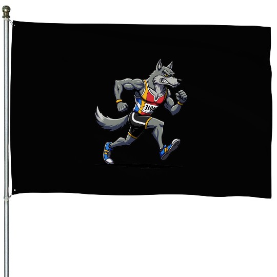 Wolf marathon runner House Flags