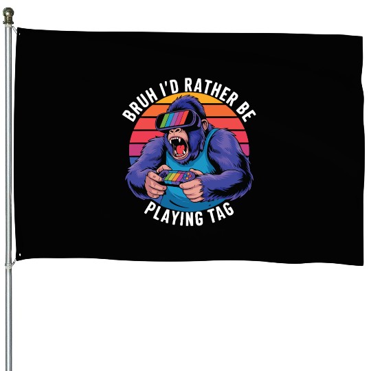 Retro Gamer Ape House Flags