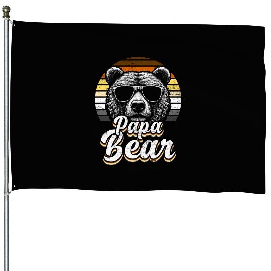 Papa Bear Gay Pride Retro Cool Bear Flag Style House Flags