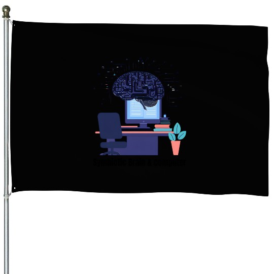 Brain and computer House Flags