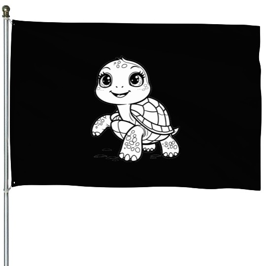 Happy Turtle Coloring Fun House Flags