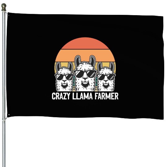 Funny Alpaca Llama Farmer - Crazy Llama Farmer House Flags