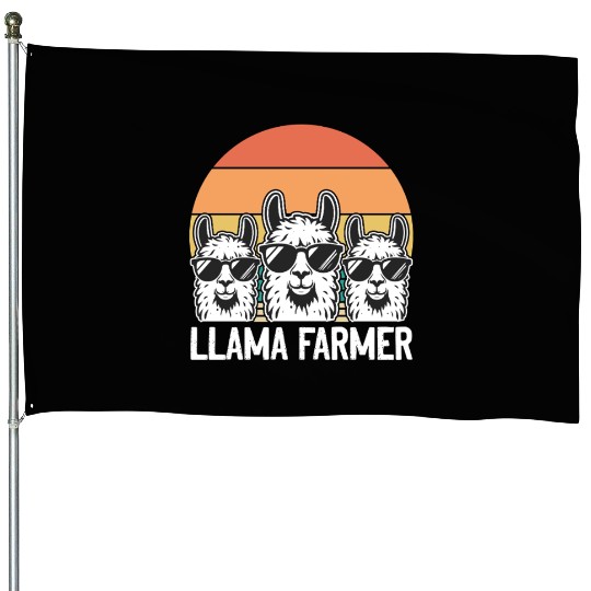 Llama Farmer - Funny Llama Alpaca Farmer House Flags