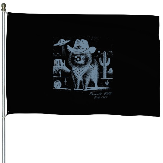 Roswell Cowboy Pomeranian – Alien Encounter House Flags