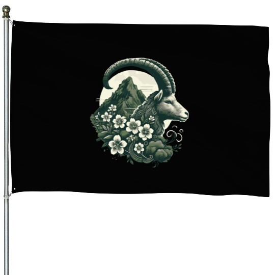 Capricorn Zodiac Sign - Mountain Goat Astrology House Flags