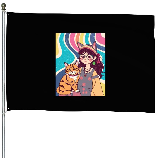 CAT MOM House Flags