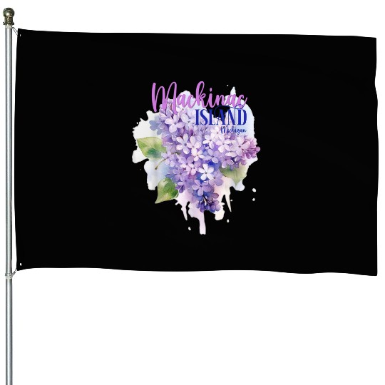 Mackinac Island Michigan Lilacs Lilac Festival Sta House Flags