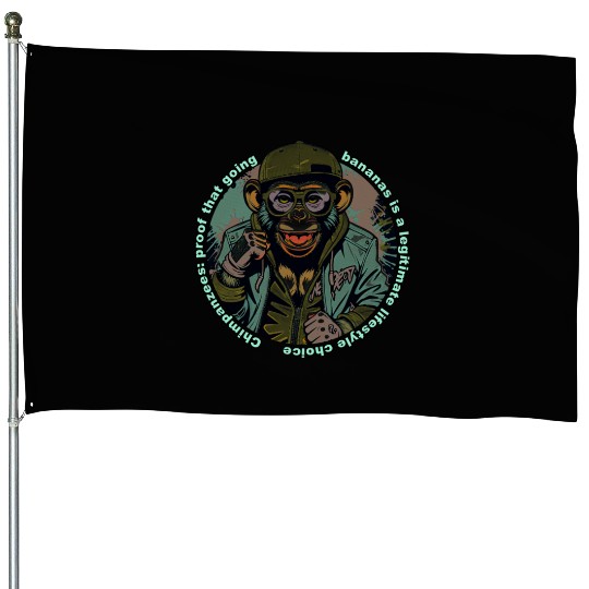 Streetwear Monkey Illustration House Flags