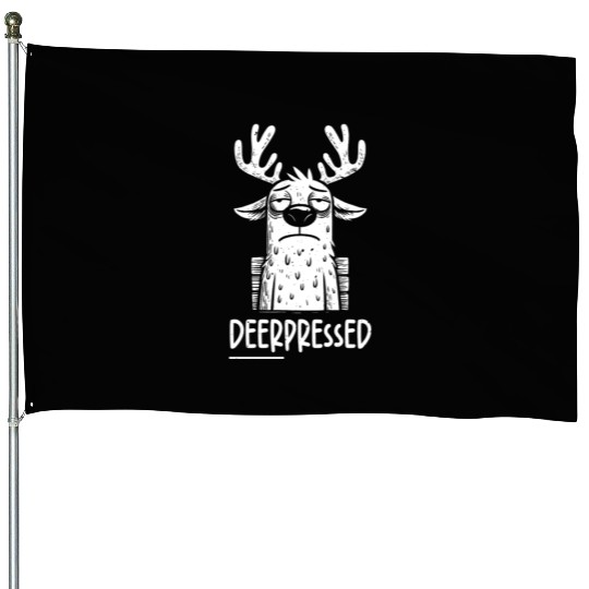 Deerpressed Tired Deer Sarcastic Novelty Funny Hum House Flags