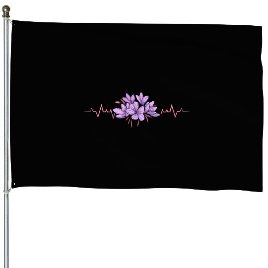 Lesbian Heartbeat Violet Flower Love Pride Art House Flags
