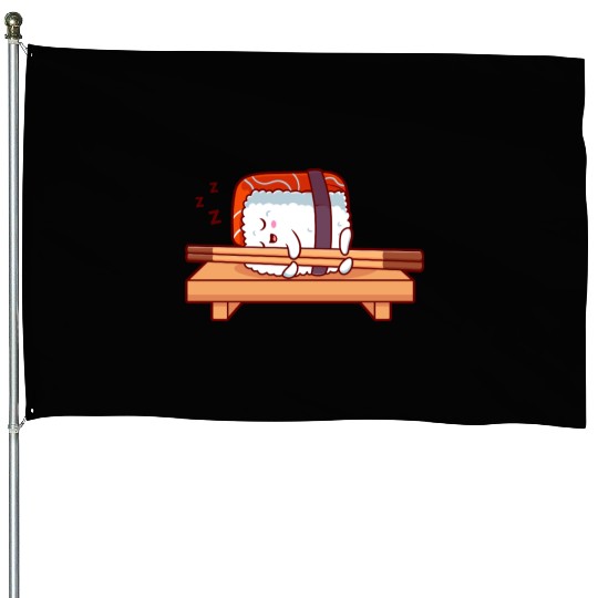 Sushi Salmon Sleeping House Flags