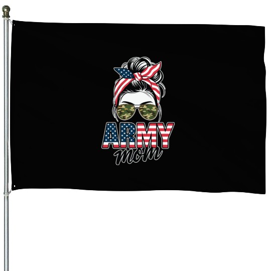 Proud Army Mom Graphic US Flag Military Family House Flags