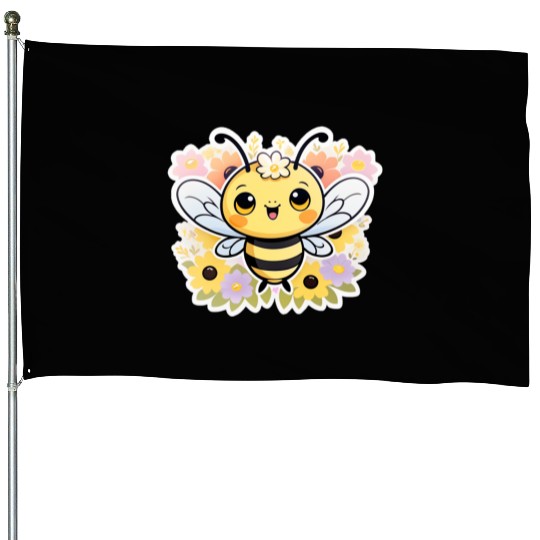 A bee chubby cartoon House Flags