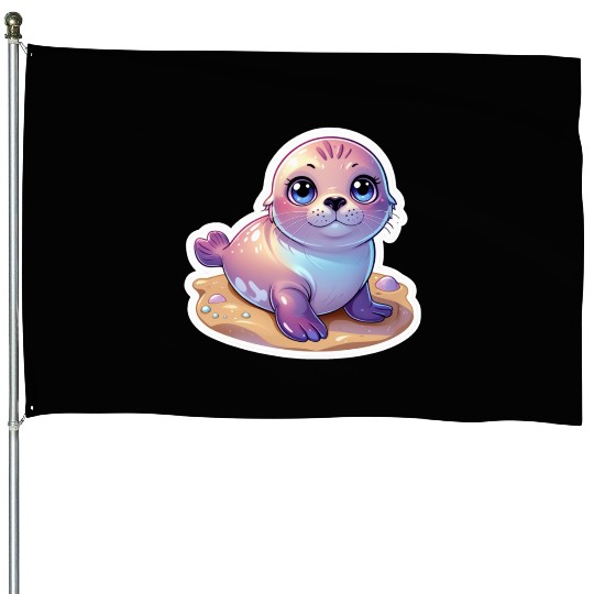 Adorable Seal Sticker House Flags