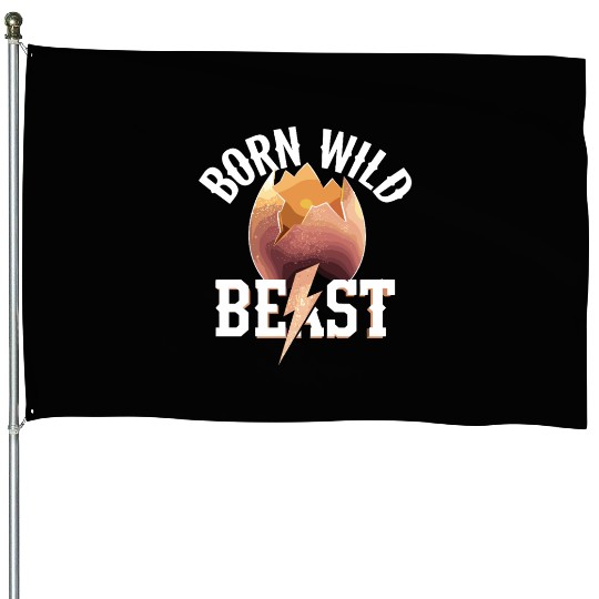 Born Wild Beast Eggshell Lightning Adventure House Flags