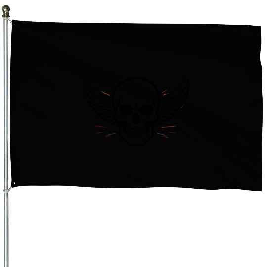 Men's Motorcycle | Skull and Wings Design | Biker House Flags