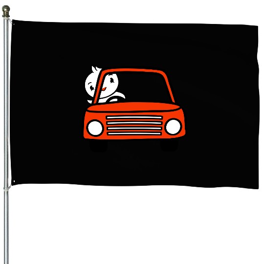 Duck Car Driver Fast Vehicle Greeting Waving Cute House Flags