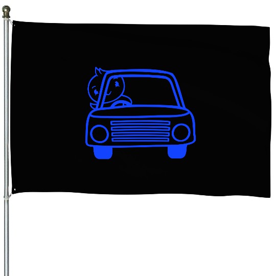 Duck Car Driver Fast Vehicle Greeting Waving Cute House Flags