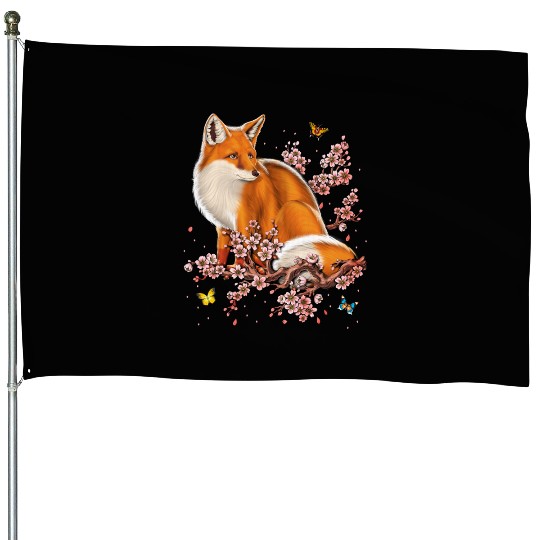 Fox Cherry Blossom House Flags