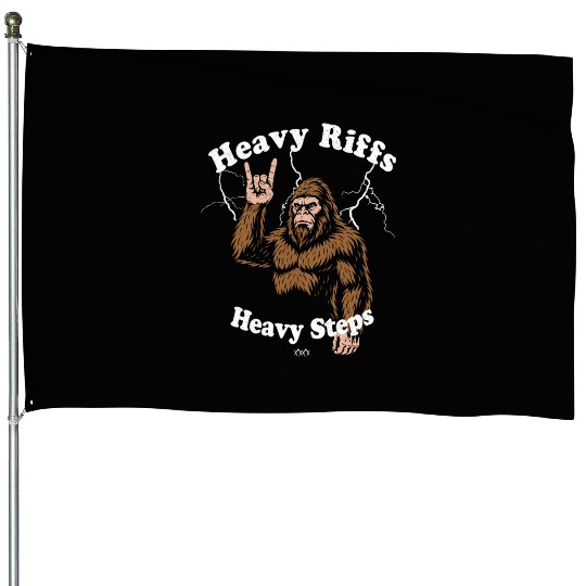 Heavy Riffs, Heavy Steps Bigfoot Rock House Flags