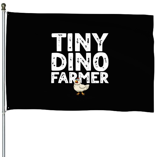 Tiny dino farmer - Dinosaur Funny Dino Farmer House Flags