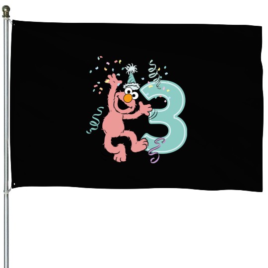 Sesame Street Birthday Design With Elmo 3 Years House Flags