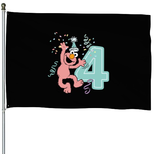 Sesame Street Birthday Design With Elmo 4 Years House Flags