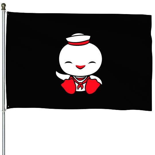 Duck sailor sailor hat waving happily fisherman House Flags